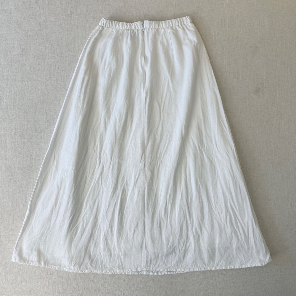 Petal + Pup Midi Skirt Womens XS White Linen Blend Elastic Waist Coastal Chic - Picture 3 of 12